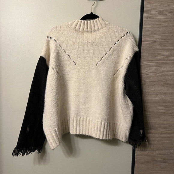 POL sweater with denim sleeves - Picture 3 of 6